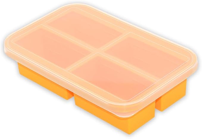 Bangp 1-Cup Silicone Freezing Tray with Lid,Soup Freezer Molds,Freezer Tray with Lid for Meal Prep,Silicone Molds for Soup and Food Storage - Makes 4 Perfect 1 Cup Portions