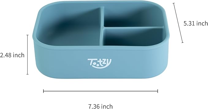 Premium 3-Compartment Silicone Bento Box 25 oz – Reusable, Leakproof, BPA-Free – Microwave & Dishwasher Safe – Food Container for Kids, Adults & Pets – Great for School, Office, Travel & Walks (Blue)