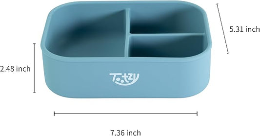 Premium 3-Compartment Silicone Bento Box 25 oz – Reusable, Leakproof, BPA-Free – Microwave & Dishwasher Safe – Food Container for Kids, Adults & Pets – Great for School, Office, Travel & Walks (Blue)