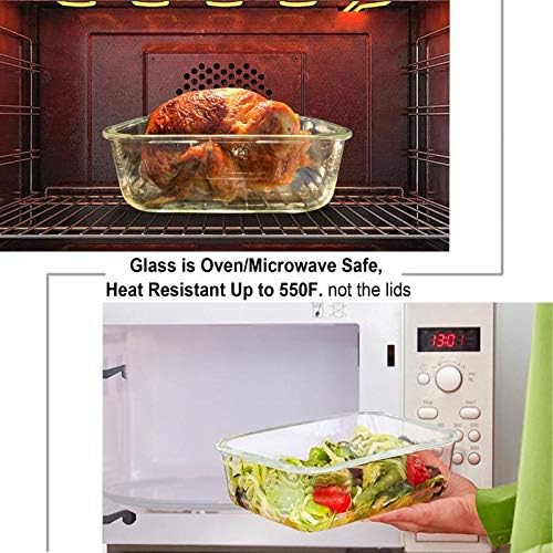 Glass Food Storage Containers Set, Large Size Containers with Lids, BPA-free Locking lids, 100% Leak Proof Glass Meal Prep Containers, Freezer to Oven Safe (2 Pack of 80oz)