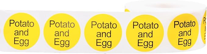 Potato and Egg Deli Labels 1 Inch Round Circle Dots 500 Total Stickers