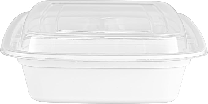 Restaurantware Asporto 26 Ounce Compartment Take Out Boxes, 50 Microwavable Meal Prep Containers - 3 Compartments, With Clear Plastic Lids, White Plastic Food Containers, Do Not Contain BPA