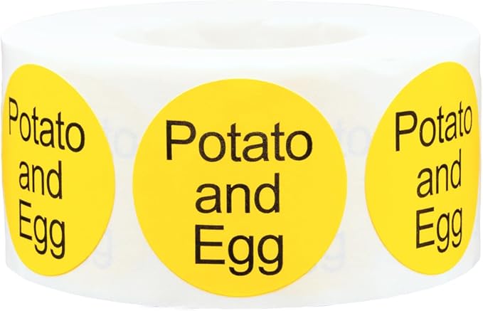 Potato and Egg Deli Labels 1 Inch Round Circle Dots 500 Total Stickers
