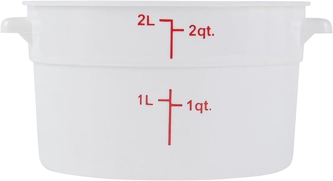 Restaurantware-Met Lux 2 Quart Food Storage Containers, 10 White Storage Containers - Lids Sold Separately, Red Volume Markers, Dishwashable Containers, Side Handles, For Storing Foods