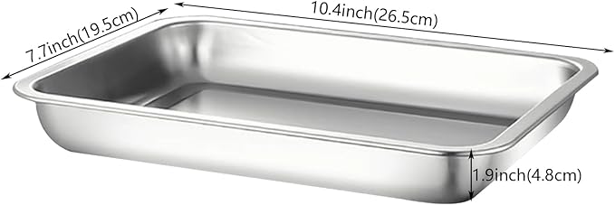 3Pcs Stainless Steel Breading Trays Set, Breading Dishes for Chicken Breasts, Marinating Meat and Prepping Meals (10.4" x 7.7" x 1.9")