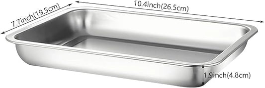 3Pcs Stainless Steel Breading Trays Set, Breading Dishes for Chicken Breasts, Marinating Meat and Prepping Meals (10.4" x 7.7" x 1.9")