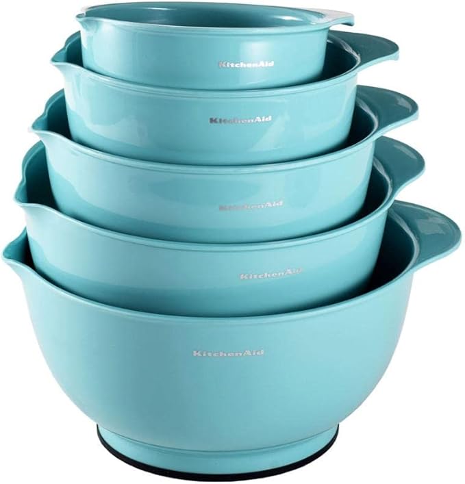 KitchenAid Classic Mixing Bowls, Set of 5, Aqua Sky 2
