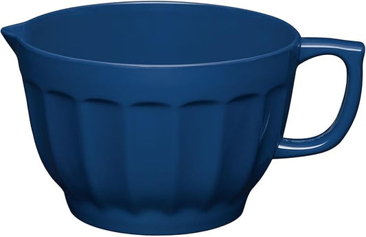 UPware Latte Style Melamine Batter Bowl with Pour Spout, Handle and Non-Slip Base, Grip Handle for Easy Mix and Pour, Home Essentials Cooking and Baking Tools, 4.3 quart, 11.5 x 8.75 Inch, Navy