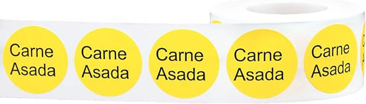Yellow with Black Carne Asada Circle Dot Adhesive Stickers, 1 Inch Round Labels, 500 Total Stickers