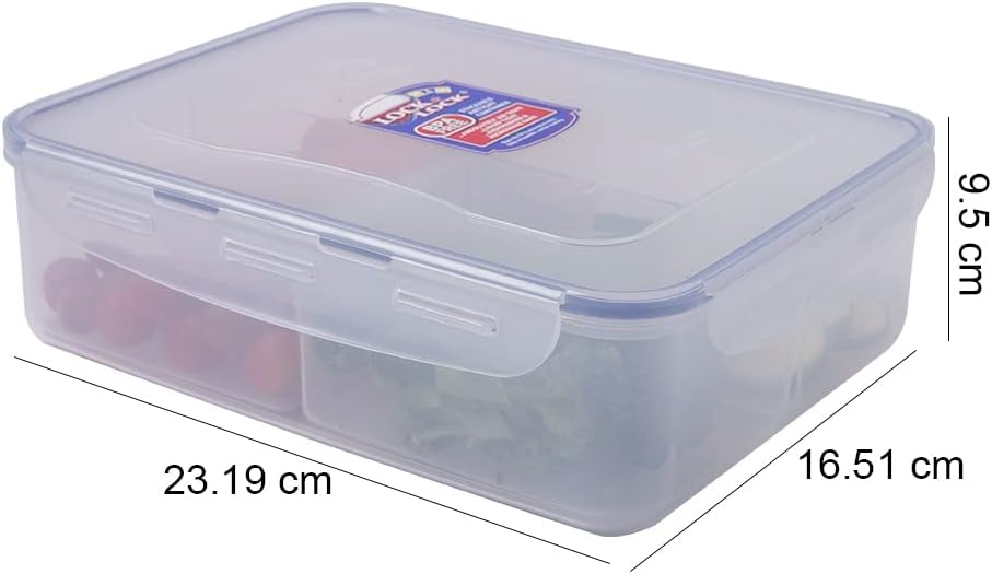 LOCK & LOCK Rectangular Food Container with Divider, Short, 16.2-Cup, 131-Fluid Ounces