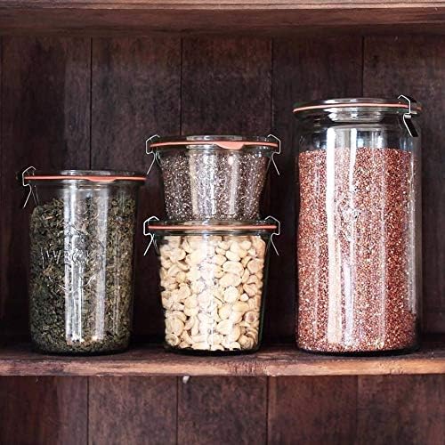 Weck Jar 974 - 1.5L Glass Jars with Large Storage Capacity - Preserving Jars with Airtight Lids Suitable for Pickling - Heat Resistant Canning Jars - Microwave Safe - (1 Jar with Glass Lid) 54 fl. oz