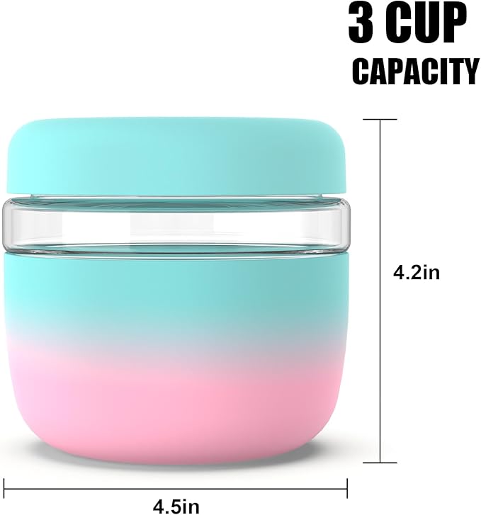 Tronco 24 oz Glass Lunch Bowl Container with Lid, Glass Food Storage Containers, Leak & Spill Proof, Soup & Stew Food Storage, Meal Prep, Airtight, Microwave Safe, BPA-Free - Ideal Gifts
