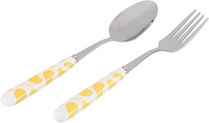 Children Flatware Set, Stainless Steel Fork Spoon with Storage Box Kids Dinner Utensils Spoon Fork Set with Travel Case for Kids Toddlers (Yellow)