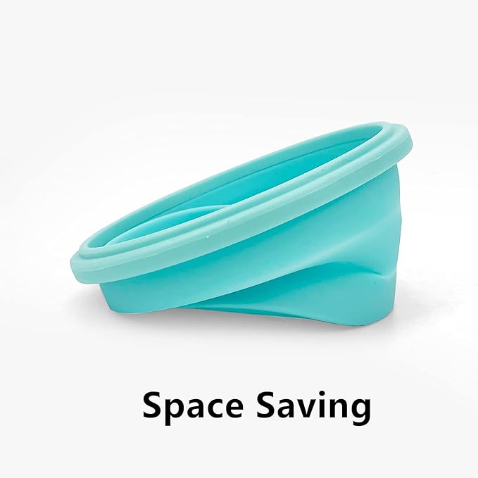 CCyanzi 3piece Round Collapsible Bowl with Lids, Silicone Food Storage Containers, Microwave & Freezer Safe, Space Saving for Kitchen Cabinet and Camping Backpack,(Blue)