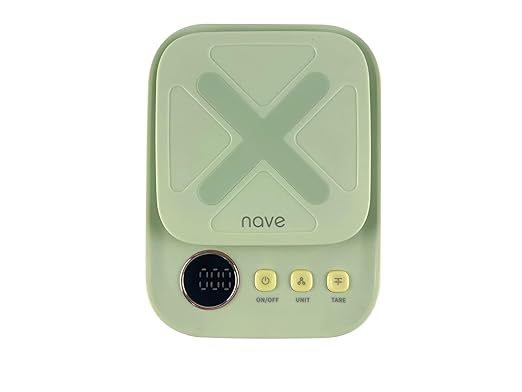NAVE Digital Kitchen Scale – 5kg/11lb Capacity, USB Rechargeable, High Precision 0.2g, LCD Display, Tare Function, Gram/Ounce/Milliliter Units, Auto-Off – for Cooking & Baking