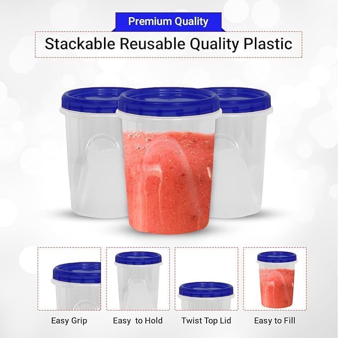 HomeyGear [32 oz - 8 Pack] Twist Top Food Deli Containers Screw And Seal Lid 32 Oz Stackable Reusable Quality Plastic Storage Container 8 Pack. Screw & Seal Lids BPA Free
