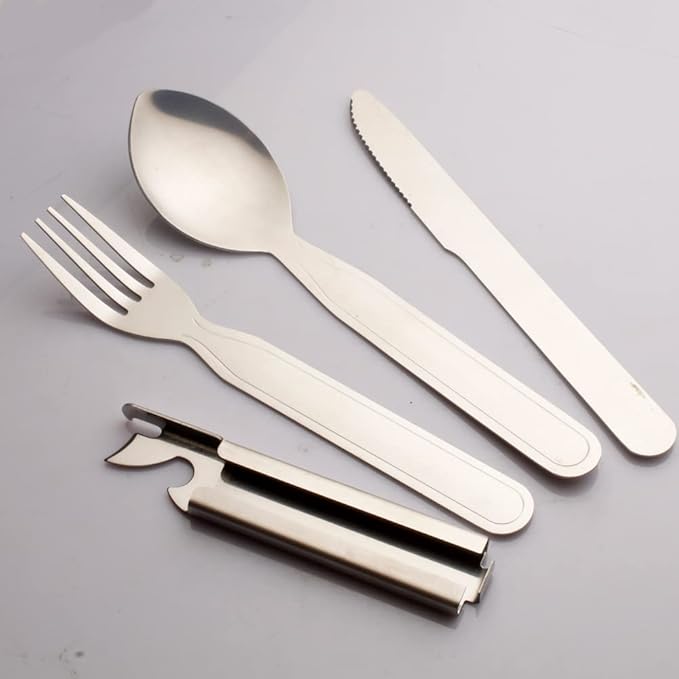 4 Set Picnic Flatware Set, Cutlery Set Extra Strong Ultra Silverware Set, 3 Pieces Knife Fork Spoon Set for Home Use/Travel/Picnic/Camping Utensils Set 2 ggryr nr4ne4 (4 set)