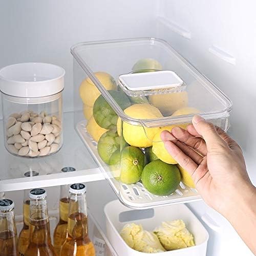 iPEGTOP Fridge Produce Saver Food Storage Bin Containers, Stackable Refrigerator Freezer Organizer Fresh Keeper Container with Vented Lids, 3 Pack