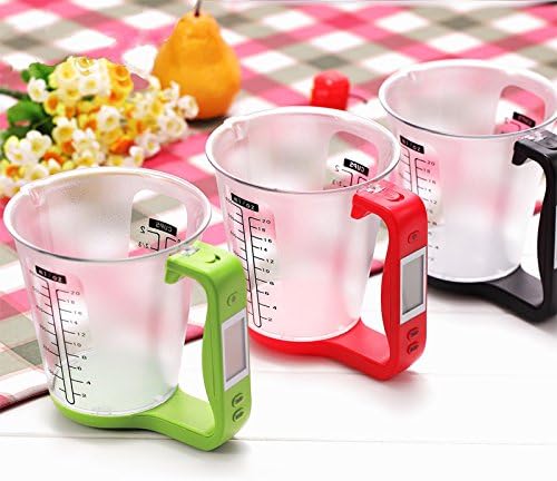 1Pcs Digital kitchen Electronic Measuring Cup Scale Household Jug Scales with LCD Display Temp Measurement 16x12.5x13.5cm (black)