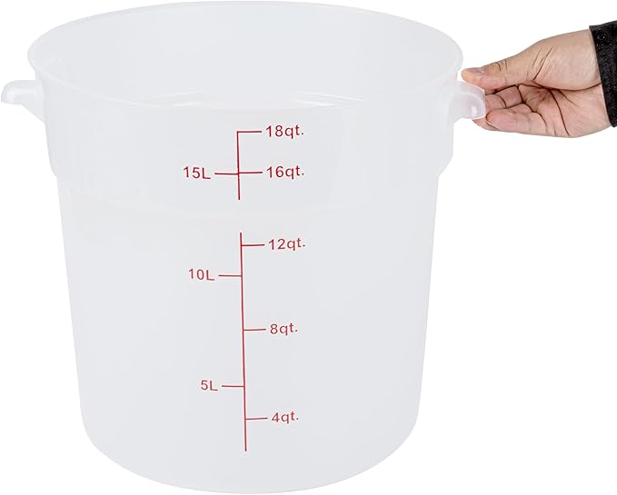 Restaurantware-Met Lux 18 Quart Food Storage Container, 1 Translucent Storage Container - Lids Sold Separately, Red Volume Markers, Dishwashable Container, Side Handles, For Storing Foods