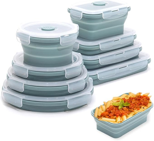 Collapsible Silicone Food Storage Container Set (BLUE)