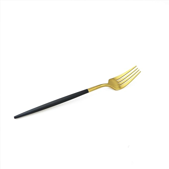 Black Gold Flatware, Royal 20 Piece Matte Black Handle 18/10 Stainless Steel Tableware Sets for 4 Including Forks Spoons Knives, Camping Silverware Travel Utensils Set Cutlery (Black Gold)