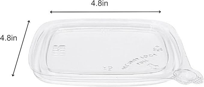 8-32 OZ PET Clear Tamper Evident Square Deli Container Recessed Lock Lid