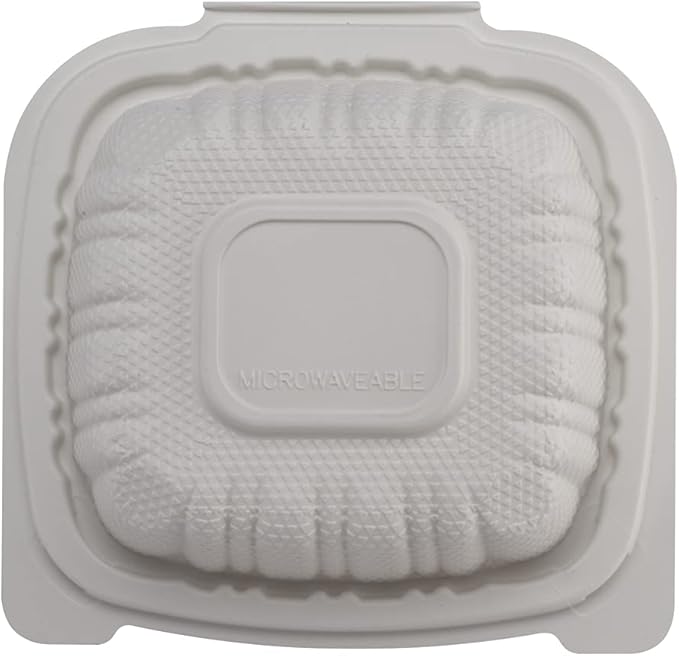 TIYA Clamshell Food Containers - White Bulk 150 Pack, 6x6 in - BPA-Free Plastic To-Go Containers - Microwavable, Hinged, Tall Takeout Clamshells - Great for Meal Prep