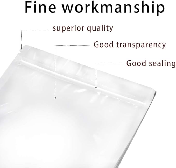 100 Pack Smell Proof Mylar Bags 5.57.9+3.2inch, Resealable Stand Up Food Storage Bags Clear Reusable Self Seal Zipper Lock Mylar Bags for Food, Seeds, Pills (5.57.9+3.2inch)