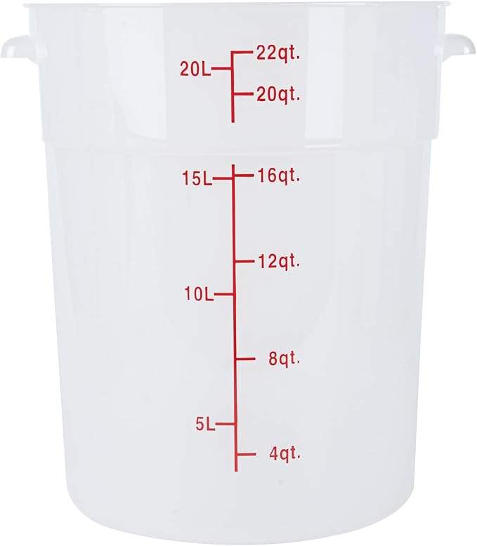 Restaurantware-Met Lux 22 Quart Food Storage Container, 1 Translucent Storage Container - Lids Sold Separately, Red Volume Markers, Dishwashable Container, Side Handles, For Storing Foods