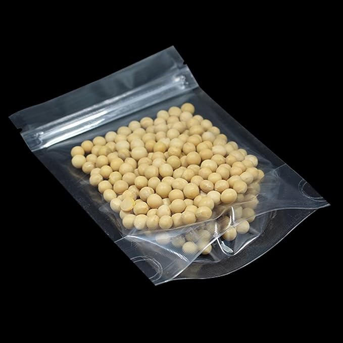 PABCK 100 Pack (Inside Size 3.15x2.87 inch) Clear Resealable Stand Up Bags Heat Seal Zipper Lock Reusable Storage Pouches for Zip Food Storage Lock Packaging with Tear Notches