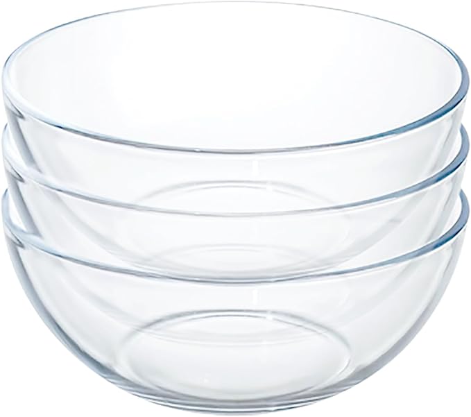 FOYO 5 Inch Glass Mixing Bowls Set - Round, Small Glass Salad Bowls for Kitchen, Set of 3
