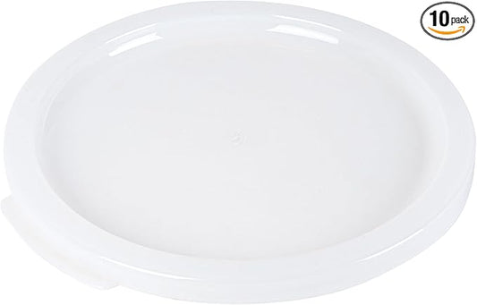 Restaurantware-LIDS ONLY: Met Lux Food Container Lids, 10 Round Lids For Storage Containers - Containers Sold Separately, With Pull-Corner Tab, Translucent Plastic Lids, Dishwashable, Freezable