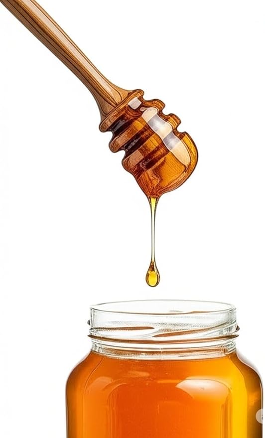 Set of 2 Olive Wood Honey Dippers, 7 Inch – Handcrafted Natural Wooden Honey Server – Food Safe