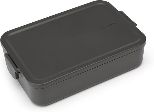 Brabantia Make & Take Bento Lunch Box (Dark Gray) 2 Compartments & Lidded Pot, Lift-Out Tray Divider, BPA-Free, Airtight Snap Locks, Microwave & Freezer Safe, Travel Meal Prep Container