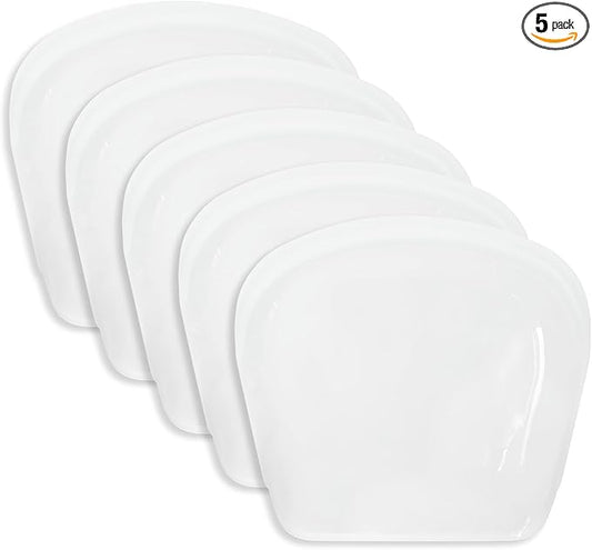KVK 5 Packs Reusable Sandwich Bags Silicone Bags, Transparent Reusable Gallon Freezer Bags, Multi-Use Silicone Bags for Food Storage Container, Microwave Dishwasher and Freezer Safe Eco-friendly