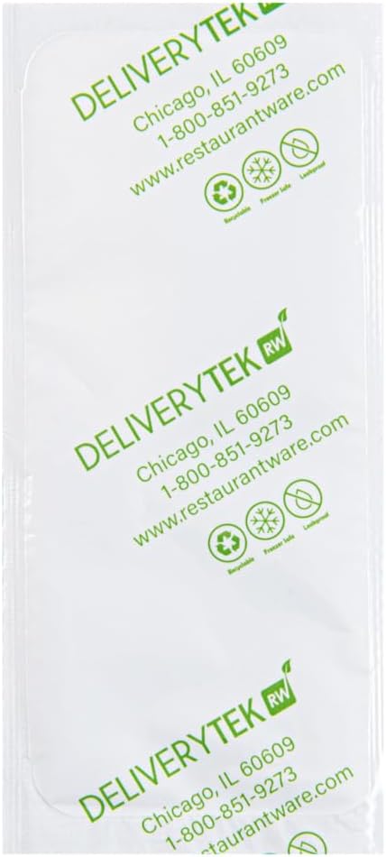 Restaurantware Delivery Tek 5.7 x 2.6 Inch Shipping Ice Packs 100 Durable Cold Packs - Easy-To-Use Design Leakproof Plastic Dry Ice Packs Reusable For Frozen Meat Vegetables or Beverages