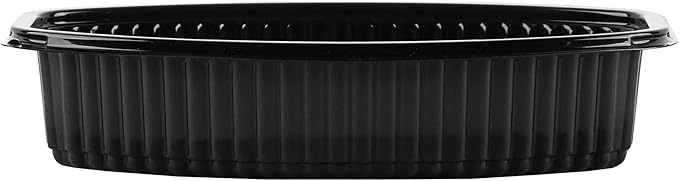 Restaurantware RW Base 28 Ounce Meal Prep Containers, 100 Microwavable To Go Containers With Lids - Disposable, Freezable, Black Plastic Oval Food Containers, Pack Hot And Cold Food, For Takeaway