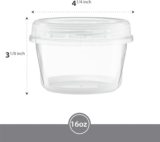 (16 Ounce 10 Pack) Clear Twist cap Containers with Screw on Lids Twist Top Food Storage Freezer Containers