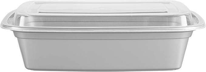 Restaurantware Asporto 38 Ounce Take Out Containers, 100 Food Containers With Lids - Microwavable, Disposable, Silver Plastic To Go Food Containers, No BPA, For Take Out And Delivery