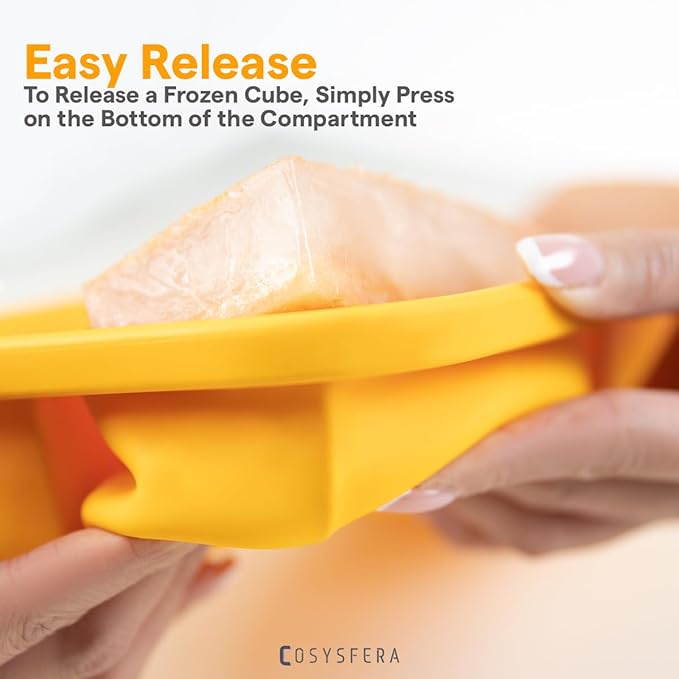 Silicone Freezer Tray with Lid – 1 Cup Portion Mold (4 Portions), Reusable Food Storage Container for Meal Prep, Soup, Sauce, Broth and Leftovers - DPA free - Microwave, Oven and Dishwasher Safe