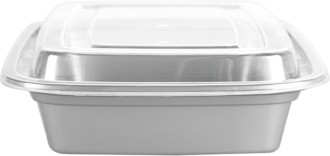 Restaurantware Asporto 28 Ounce Take Out Containers, 100 Food Containers With Lids - Microwavable, Disposable, Silver Plastic To Go Food Containers, No BPA, For Take Out And Delivery