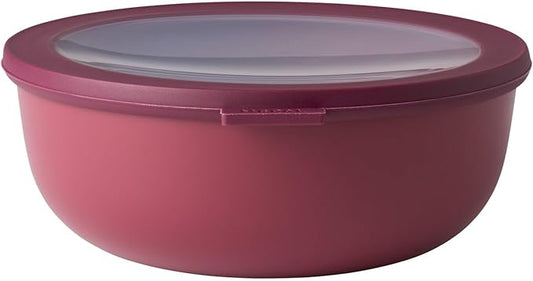Mepal Cirqula 76oz/2,250ml Multi Food Storage & Shallow Serving Bowl with Transparent Lids | Perfect for Food Prep | Microwave & Dishwasher Safe | Nordic Berry | Made in Holland