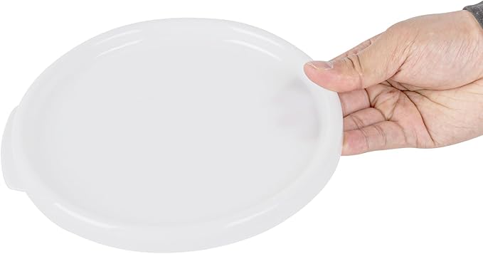 Restaurantware-LID ONLY: Met Lux Food Container Lid, 1 Round Lid For Storage Container - Containers Sold Separately, With Pull-Corner Tab, White Plastic Lid, Dishwashable, Freezable