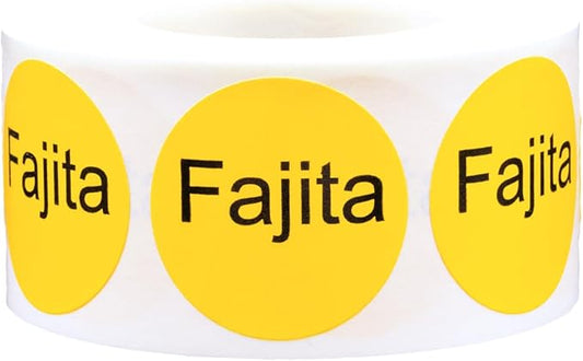 Yellow with Black Fajita Circle Dot Adhesive Stickers, 1 Inch Round Labels, 500 Total Stickers