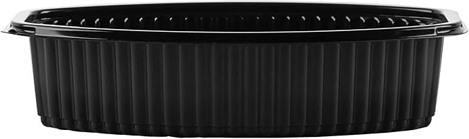Restaurantware RW Base 32 Ounce Meal Prep Containers, 100 Microwavable To Go Containers With Lids - Disposable, Freezable, Black Plastic Oval Food Containers, Pack Hot And Cold Food, For Takeaway