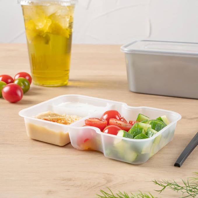 Restaurantware TRAYS ONLY: Futura 10 Ounce Trays For Meal Prep Containers 100 Microwavable Trays For 32 Or 37 Ounce Containers - Containers Sold Separately 3 Compartments White Plastic Food Trays