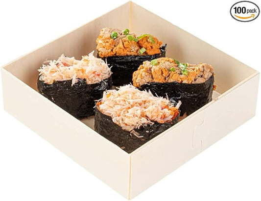 Restaurantware Taipei 17 Ounce Food Containers 100 Square Wooden Bento Boxes - Lids Sold Separately Grease Impermeable Poplar To Go Boxes Disposable Serve Noodles Dumplings And More