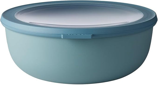Mepal Cirqula 76oz/2,250ml Multi Food Storage & Shallow Serving Bowl with Transparent Lids | Perfect for Food Prep | Microwave & Dishwasher Safe | Nordic Green | Made in Holland