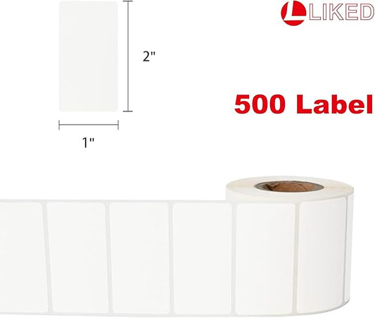L LIKED 500 Stickers 1" x 2" White Dissolvable Food Labels for Containers -500 Labels/Roll